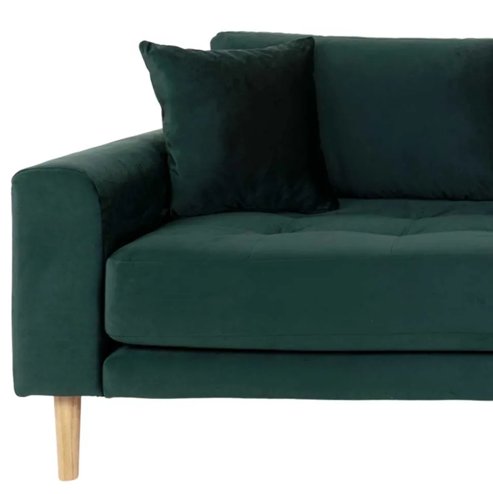 180x76x93 Samt Wohnzimmercouch in Dunkelgrün - Secilia