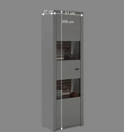 61x206x37 Schmale Vitrine mit Metallgriff - Varzino