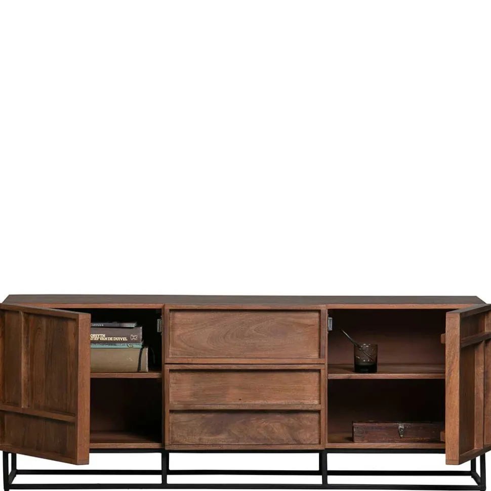 140x54x42 Schrank aus Mango Holz mit Bügelgestell - Stuva