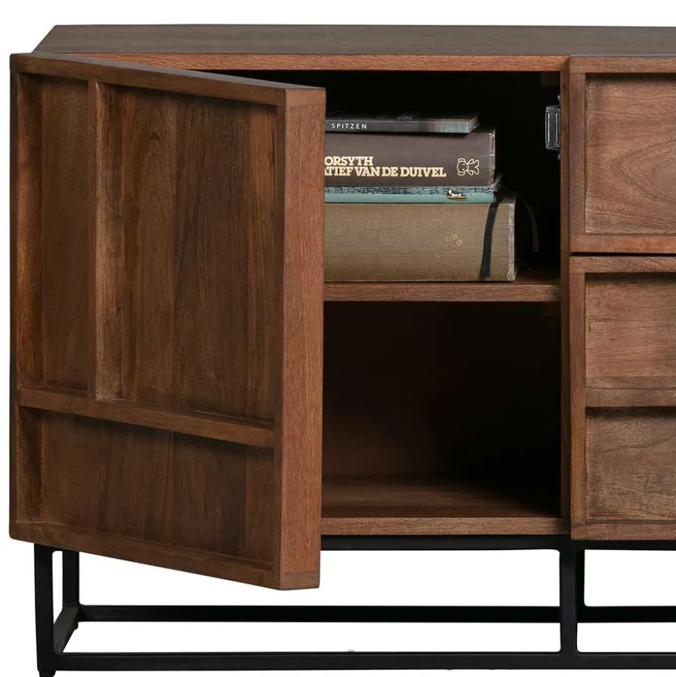 140x54x42 Schrank aus Mango Holz mit Bügelgestell - Stuva