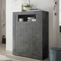 110x144x43 Schrank in Dunkelgrau Dekor - Zita