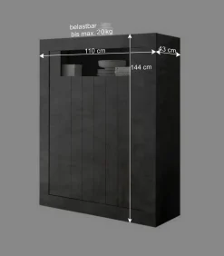 110x144x43 Schrank in Dunkelgrau Dekor - Zita