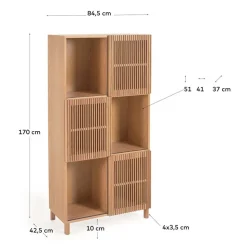 85x170x43 Schrank mit drei Lamellen Türen - Azuro