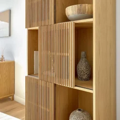 85x170x43 Schrank mit drei Lamellen Türen - Azuro