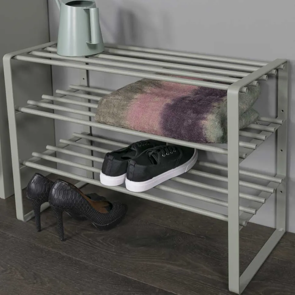 70x49x29 Schuhregal aus Stahl in Graugrün - Citro