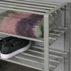 70x49x29 Schuhregal aus Stahl in Graugrün - Citro