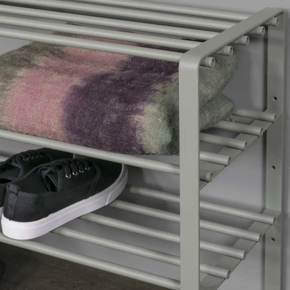 70x49x29 Schuhregal aus Stahl in Graugrün - Citro