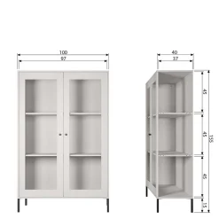 100x155x40 Schwarze Vitrine mit Doppeltür - Neptunus