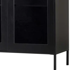 100x155x40 Schwarze Vitrine mit Doppeltür - Neptunus