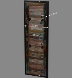 33x99x8 Shabby Chic Garderobenpaneel mit 4 Haken - Vosbadus