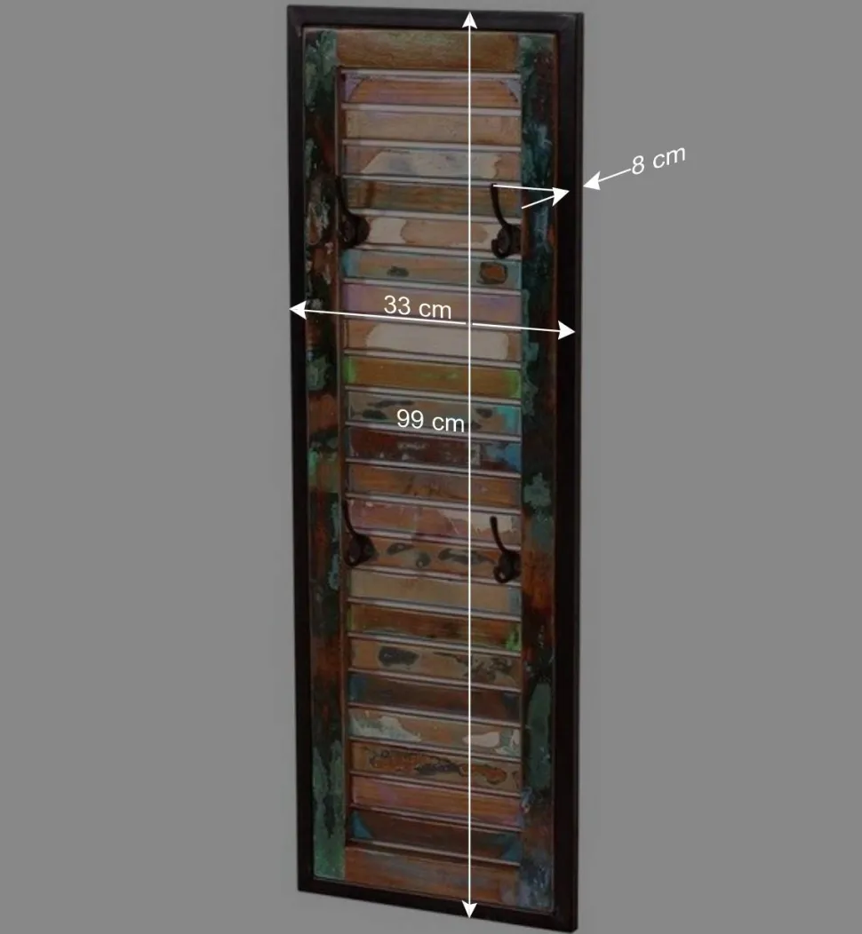 33x99x8 Shabby Chic Garderobenpaneel mit 4 Haken - Vosbadus