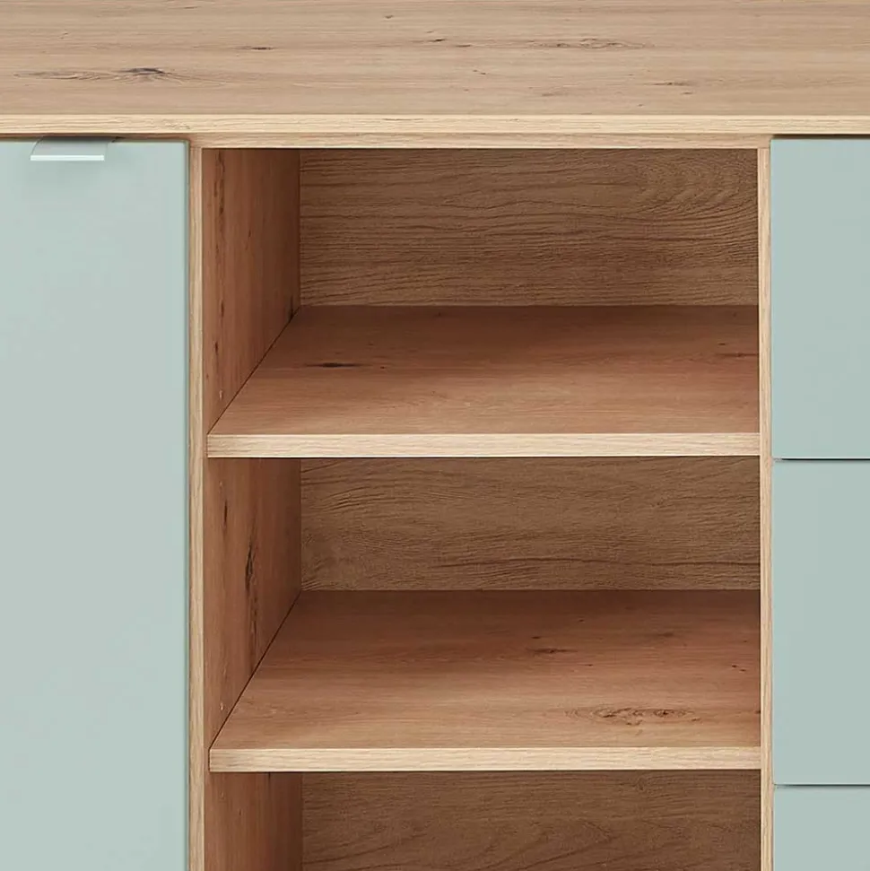 240x77x44 Sideboard in Graugrün und Wildeiche - Yoan
