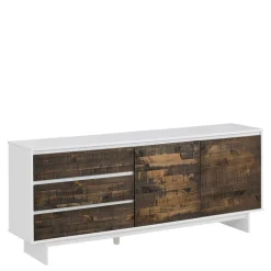 165x68x35 Sideboard in Weiß & Kiefer dunkel - Chihu