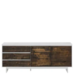 165x68x35 Sideboard in Weiß & Kiefer dunkel - Chihu