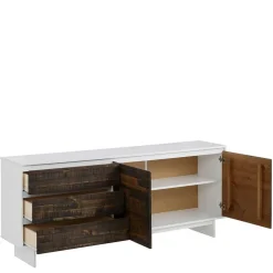 165x68x35 Sideboard in Weiß & Kiefer dunkel - Chihu