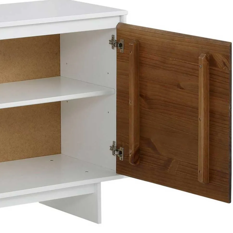 165x68x35 Sideboard in Weiß & Kiefer dunkel - Chihu
