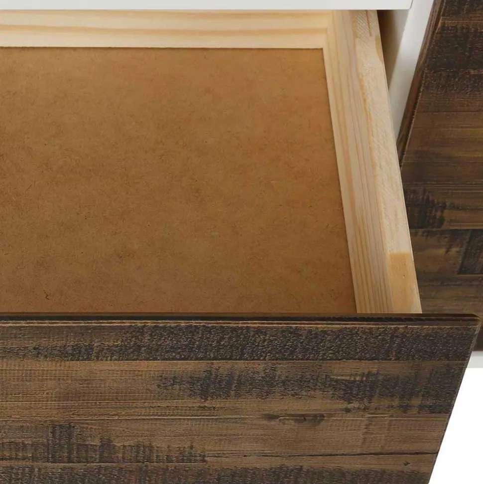 165x68x35 Sideboard in Weiß & Kiefer dunkel - Chihu