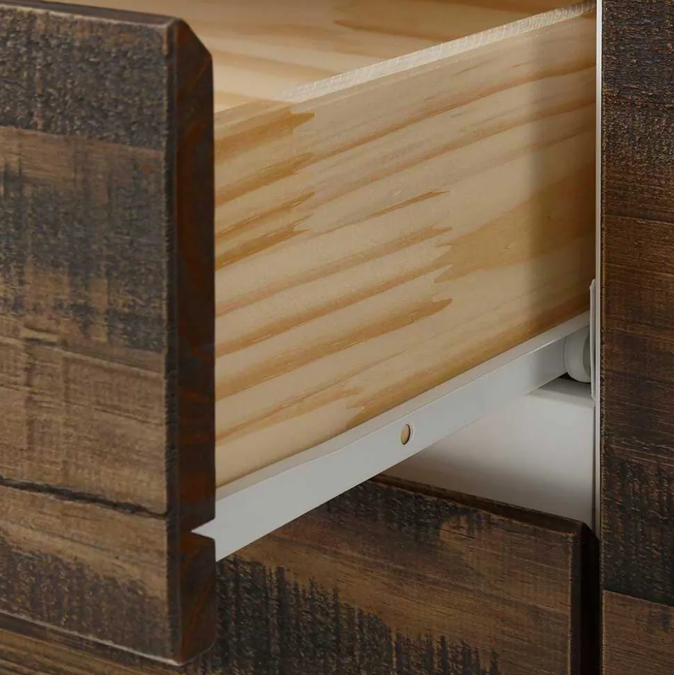 165x68x35 Sideboard in Weiß & Kiefer dunkel - Chihu