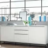 184x85x40 Sideboard in Weiß mit Schwarz - Enkraja