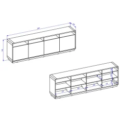 238x75x40 Sideboard mit Türen & Fächern - Ilunas