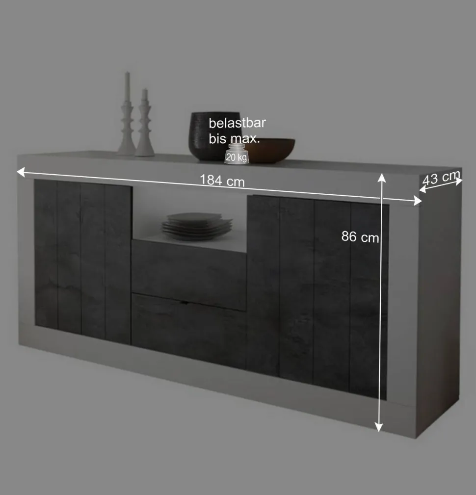 184x86x43 Sideboard modern zweifarbig - Voskala