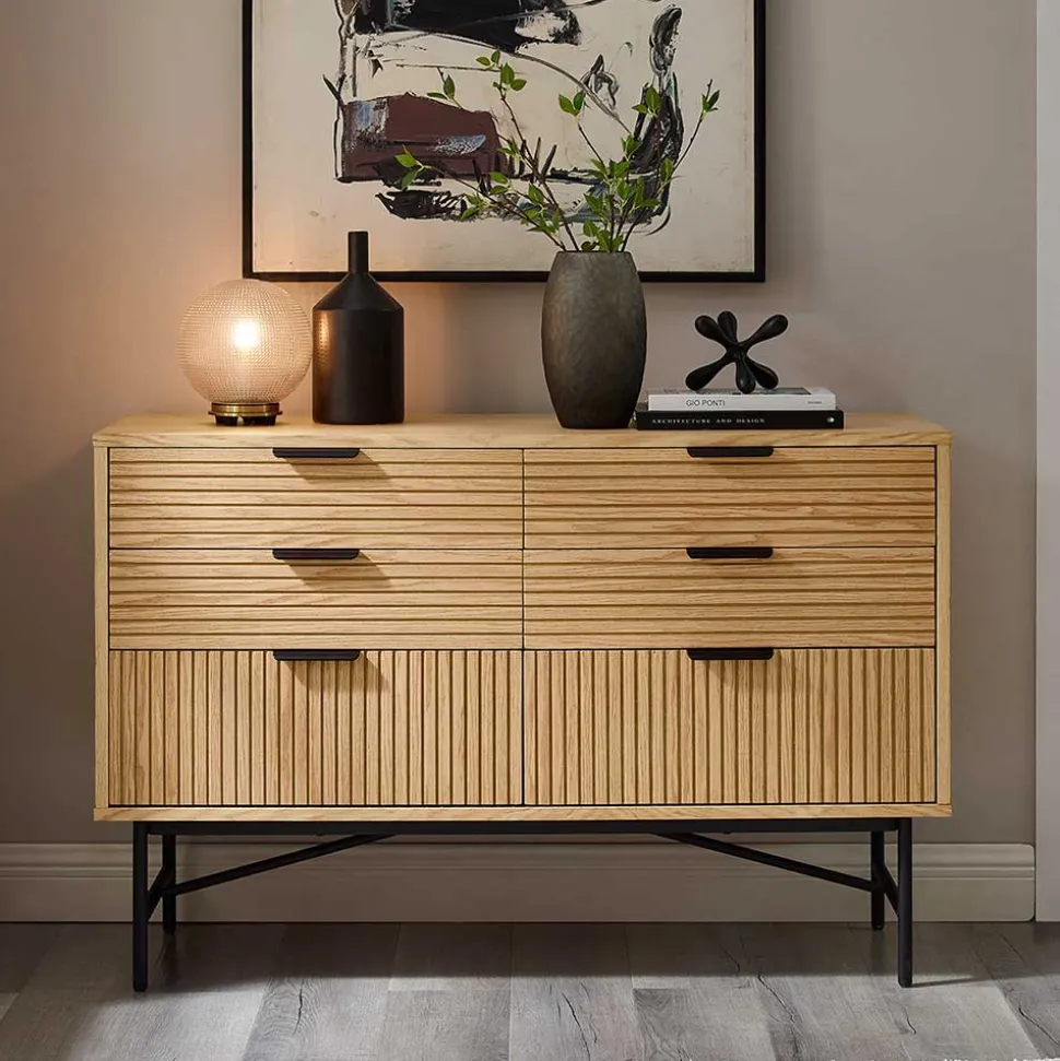 120x80x40 Skandi Kommode in Eiche und Schwarz - Piassona