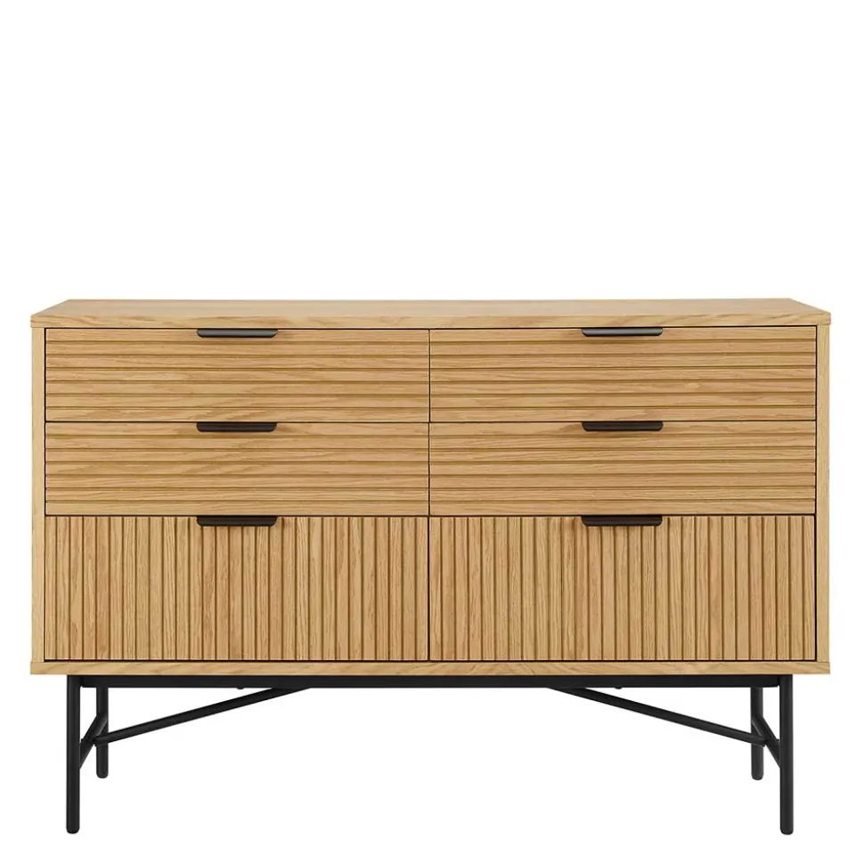 120x80x40 Skandi Kommode in Eiche und Schwarz - Piassona