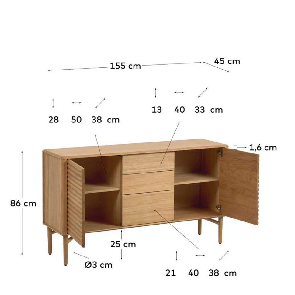 155x86x45 Skandi Kommode in Eiche - Eyre