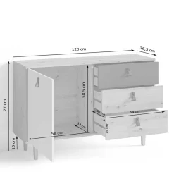 120x77x37 Skandi Kommode modern - Grascon
