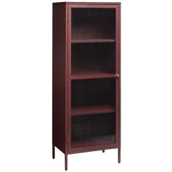 58x160x40 Stahl Vitrinenschrank in Dunkelrot - Enno