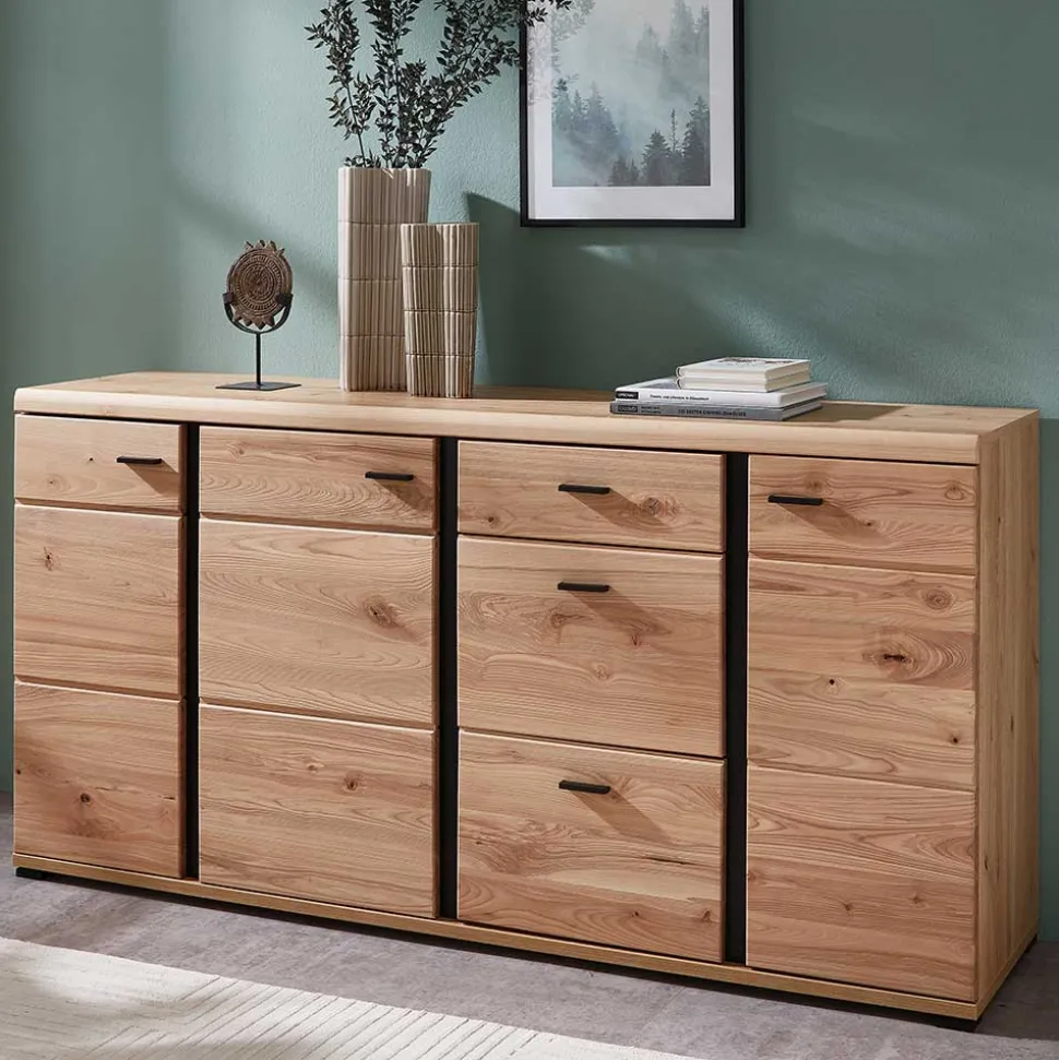 170x86x42 Teilmassives Sideboard mit Metallgriffen - Latenda