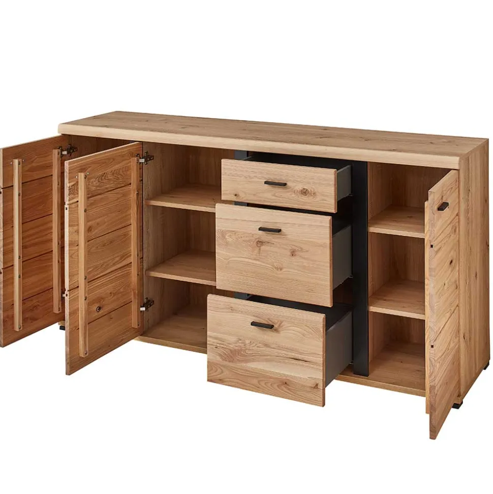 170x86x42 Teilmassives Sideboard mit Metallgriffen - Latenda