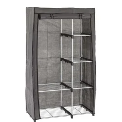 96x170x50 Textil Kleiderschrank in Grau - Leo