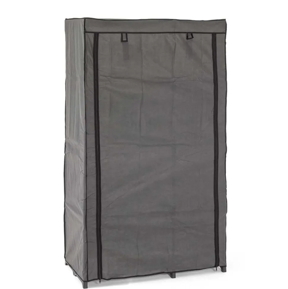 96x170x50 Textil Kleiderschrank in Grau - Leo