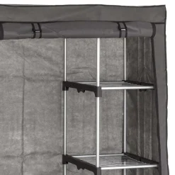 96x170x50 Textil Kleiderschrank in Grau - Leo