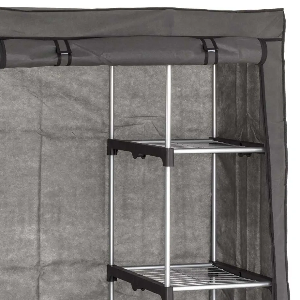 96x170x50 Textil Kleiderschrank in Grau - Leo