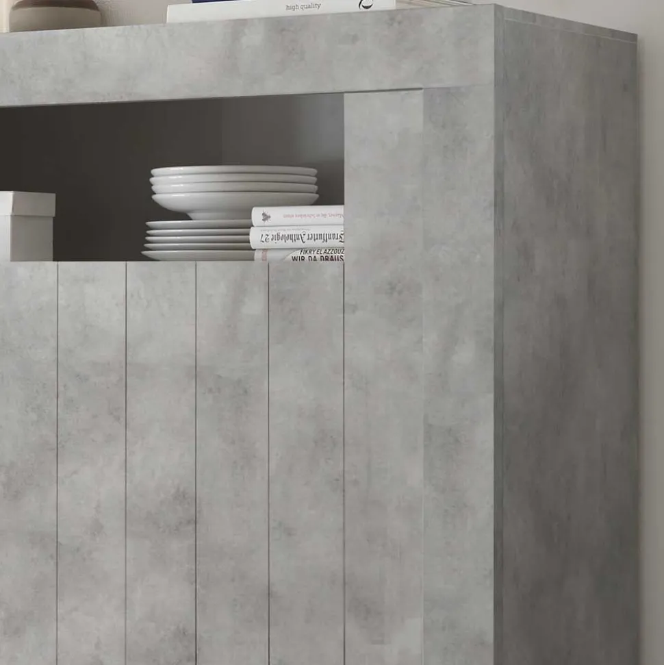 110x144x43 Türen-Highboard in Beton Dekor - Eman