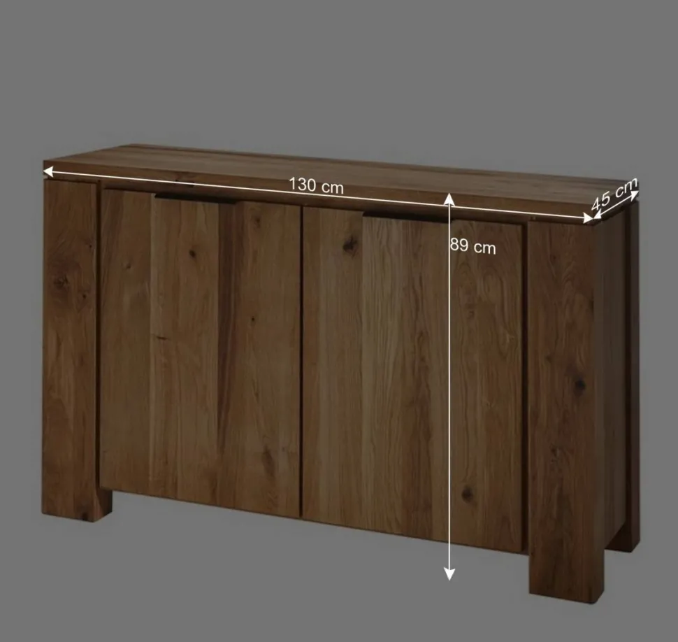 130x8x45 Türen-Kommode aus geölter Wildeiche - Sympatia