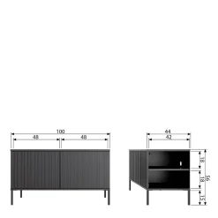 100x56x44 2-türiges TV Board in Schwarz - Gelvins