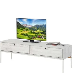 140x45x40 TV Board aus Kiefer in Creme Weiß - Ejeliva