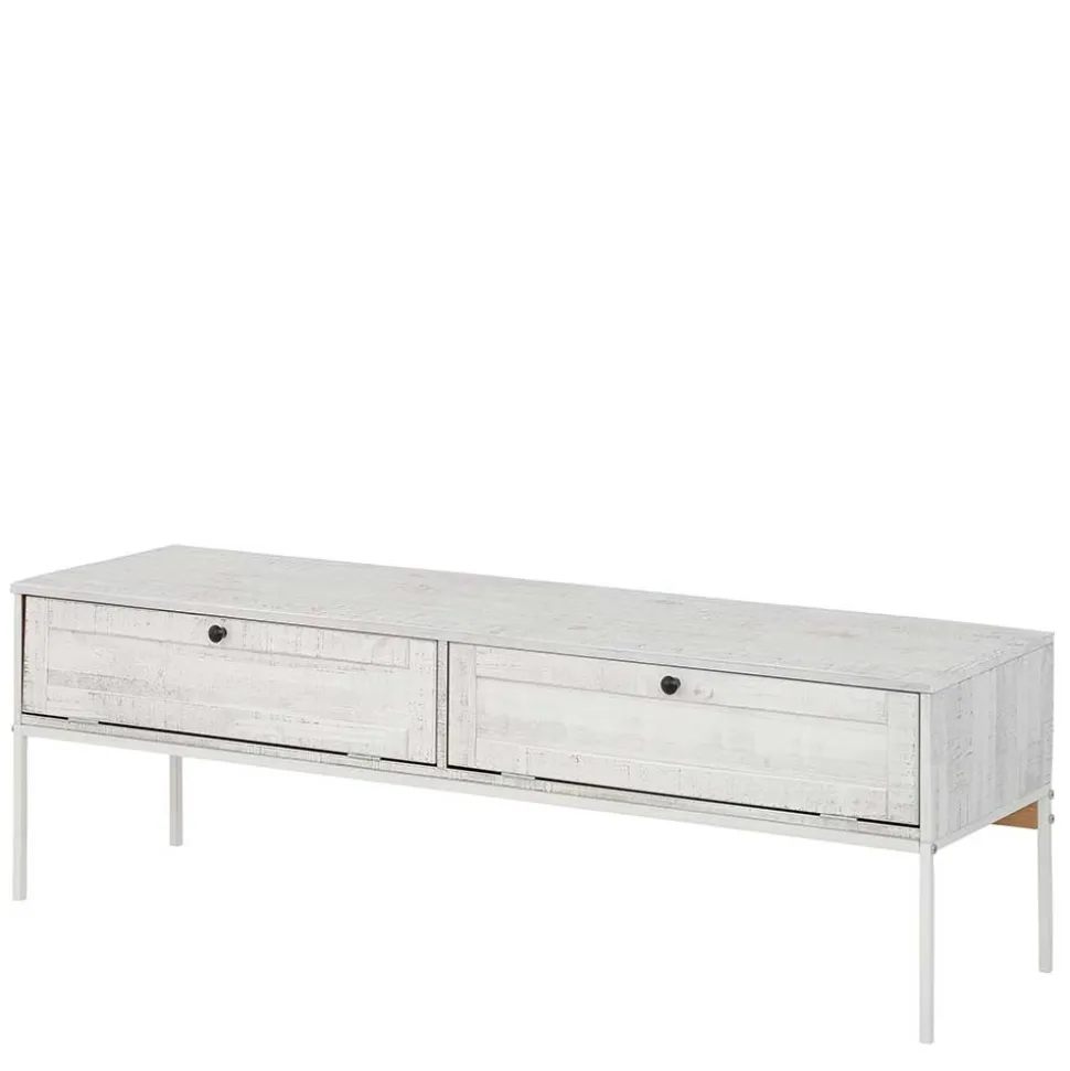 140x45x40 TV Board aus Kiefer in Creme Weiß - Ejeliva