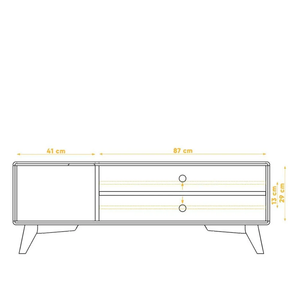 134x48x40 TV Board mit Tür & 2 Fächern - Diesta I