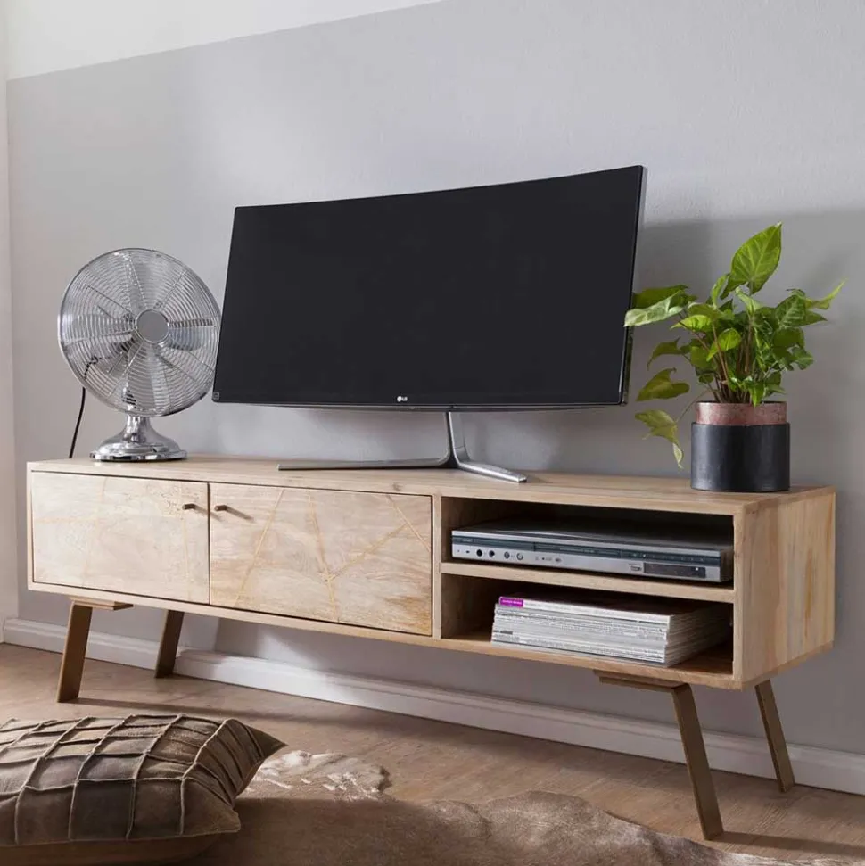 145x47x35 TV Lowboard aus Mango Massivholz - Geyco