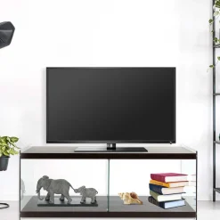 120x45x60 TV Lowboard in Walnuss & Transparent - Adlona