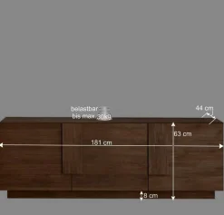 181x63x44 TV Lowboard mit drei Türen - Basento