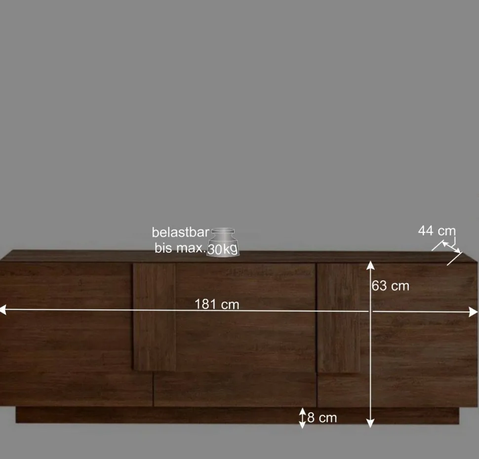 181x63x44 TV Lowboard mit drei Türen - Basento