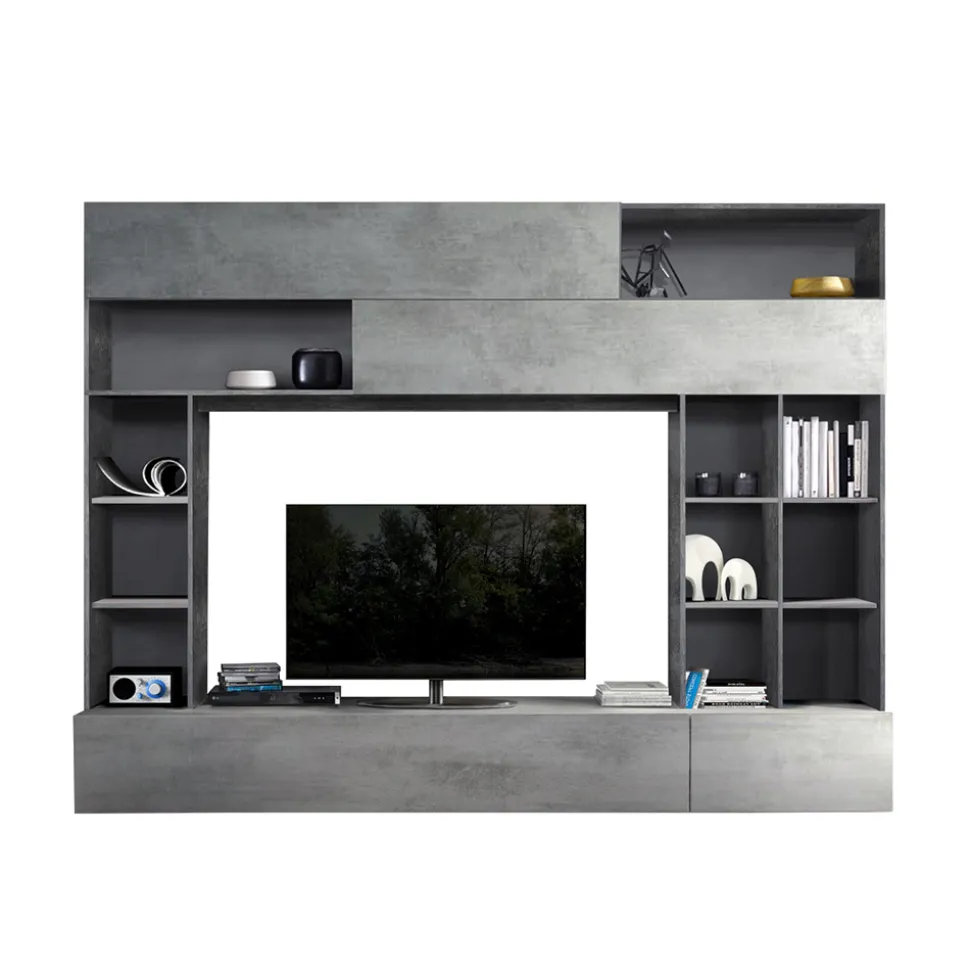 277x209x40 TV Mediawand in Grau zweifarbig - Mitalona