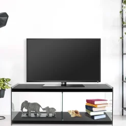 120x45x60 TV Regal in Schwarz lackiert - Voreno