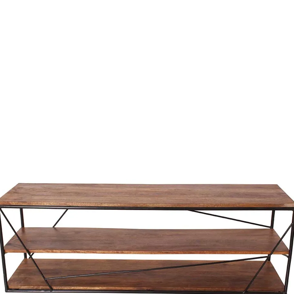 140x47x40 TV Tisch Regal aus Massivholz & Stahl - Offia