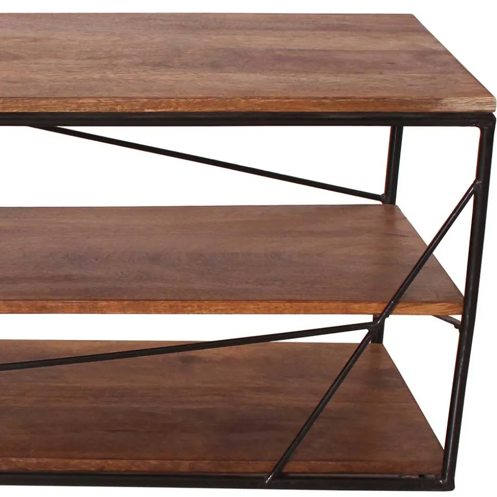 140x47x40 TV Tisch Regal aus Massivholz & Stahl - Offia